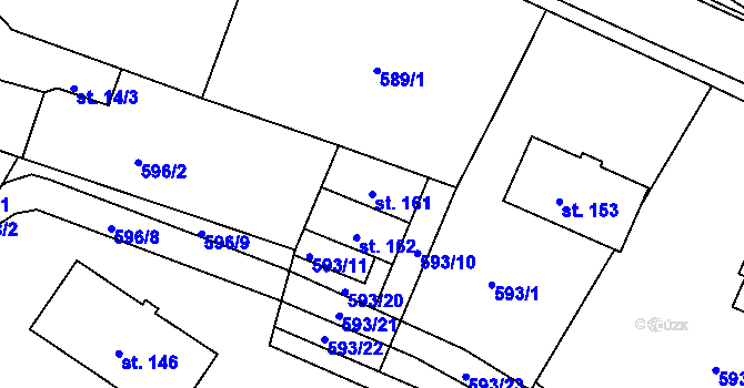 Parcela st. 161 v KÚ Milešov nad Vltavou, Katastrální mapa