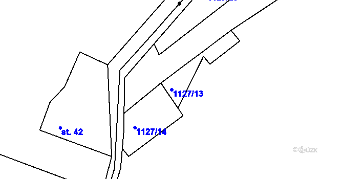 Parcela st. 1127/13 v KÚ Milešov nad Vltavou, Katastrální mapa