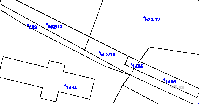 Parcela st. 652/14 v KÚ Milešov nad Vltavou, Katastrální mapa