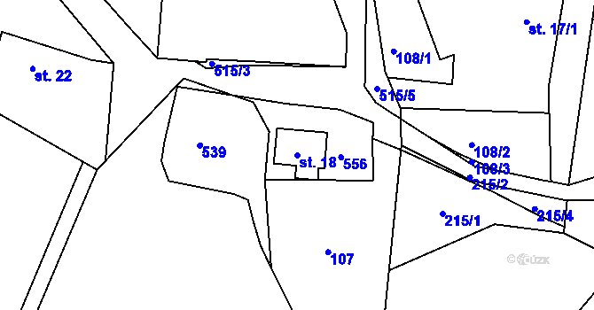 Parcela st. 18 v KÚ Přední Chlum, Katastrální mapa
