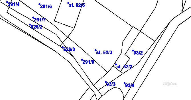 Parcela st. 52/3 v KÚ Přední Chlum, Katastrální mapa