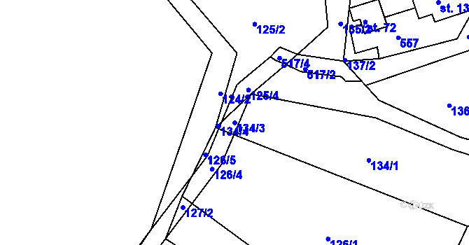 Parcela st. 134/3 v KÚ Přední Chlum, Katastrální mapa