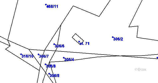 Parcela st. 71 v KÚ Přední Chlum, Katastrální mapa