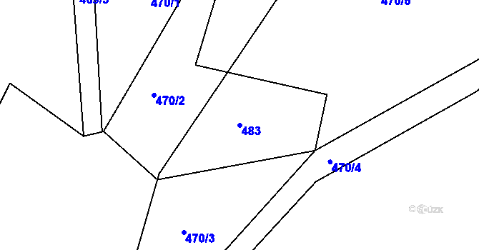 Parcela st. 483 v KÚ Přední Chlum, Katastrální mapa