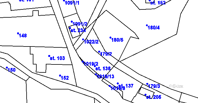 Parcela st. 179/2 v KÚ Milešov u Lovosic, Katastrální mapa