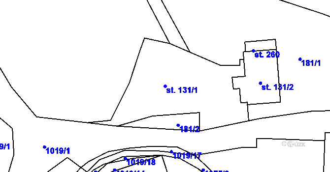 Parcela st. 131/1 v KÚ Milešov u Lovosic, Katastrální mapa