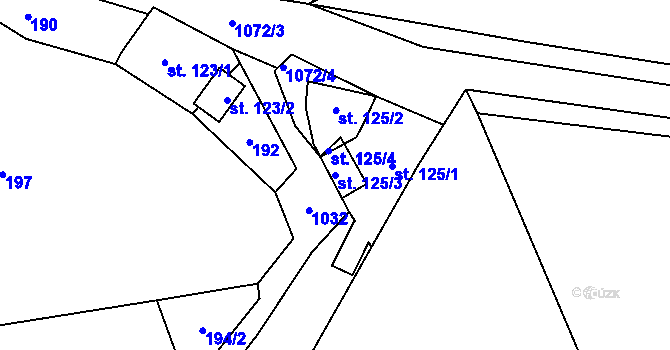 Parcela st. 125/3 v KÚ Milešov u Lovosic, Katastrální mapa