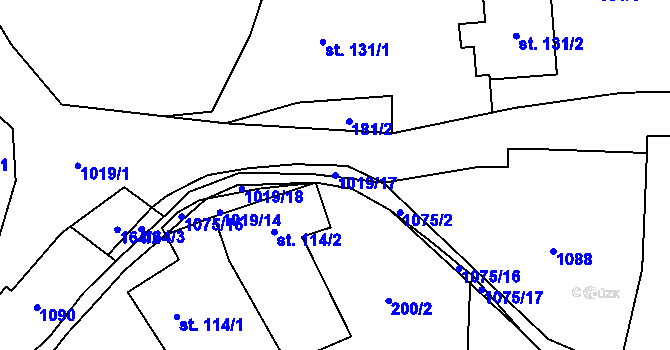 Parcela st. 1019/17 v KÚ Milešov u Lovosic, Katastrální mapa