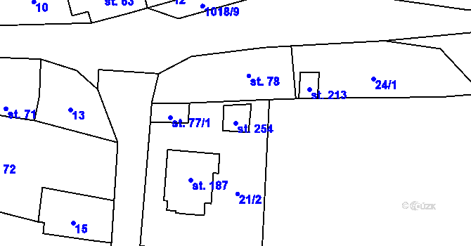 Parcela st. 254 v KÚ Milešov u Lovosic, Katastrální mapa