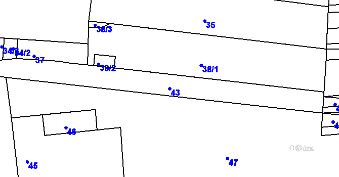 Parcela st. 43 v KÚ Milešovice, Katastrální mapa