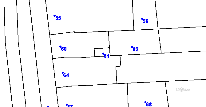 Parcela st. 61 v KÚ Milešovice, Katastrální mapa