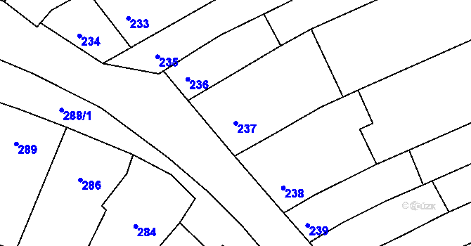 Parcela st. 237 v KÚ Milešovice, Katastrální mapa