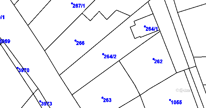 Parcela st. 264/2 v KÚ Milešovice, Katastrální mapa