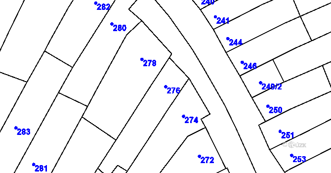 Parcela st. 276 v KÚ Milešovice, Katastrální mapa