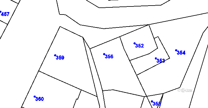 Parcela st. 356 v KÚ Milešovice, Katastrální mapa