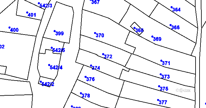 Parcela st. 372 v KÚ Milešovice, Katastrální mapa