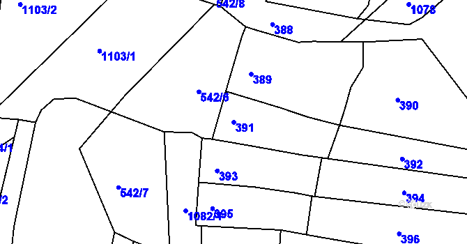Parcela st. 391 v KÚ Milešovice, Katastrální mapa