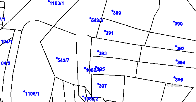 Parcela st. 393 v KÚ Milešovice, Katastrální mapa