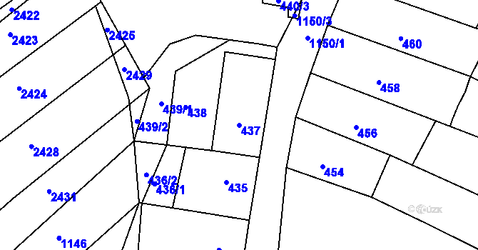 Parcela st. 437 v KÚ Milešovice, Katastrální mapa
