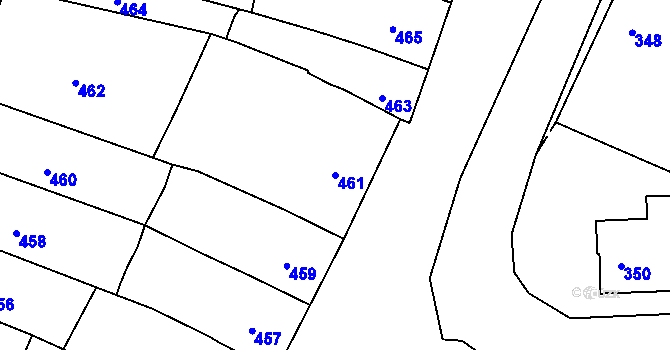 Parcela st. 461 v KÚ Milešovice, Katastrální mapa