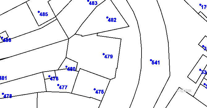 Parcela st. 479 v KÚ Milešovice, Katastrální mapa