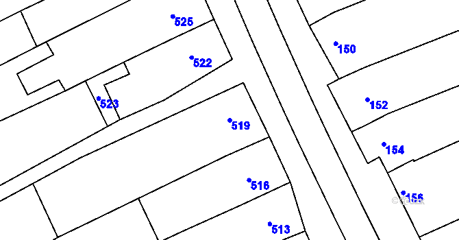 Parcela st. 519 v KÚ Milešovice, Katastrální mapa