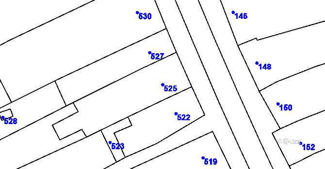 Parcela st. 525 v KÚ Milešovice, Katastrální mapa