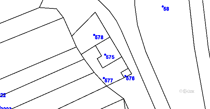 Parcela st. 575 v KÚ Milešovice, Katastrální mapa