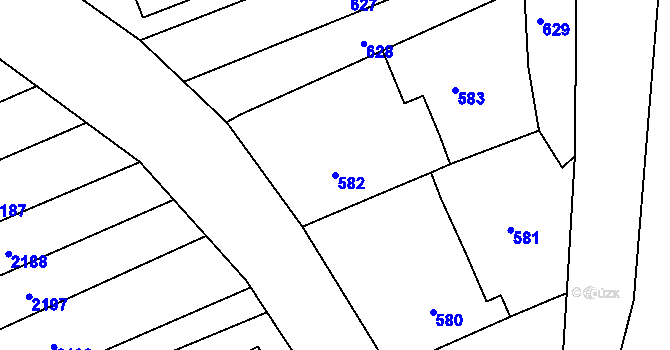 Parcela st. 582 v KÚ Milešovice, Katastrální mapa