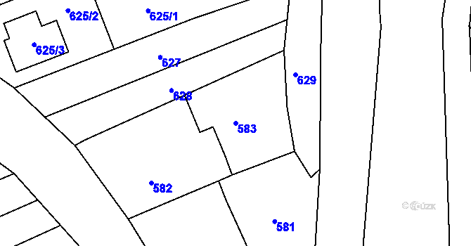Parcela st. 583 v KÚ Milešovice, Katastrální mapa