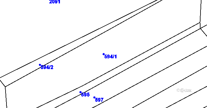 Parcela st. 594/1 v KÚ Milešovice, Katastrální mapa