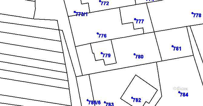 Parcela st. 779 v KÚ Milešovice, Katastrální mapa