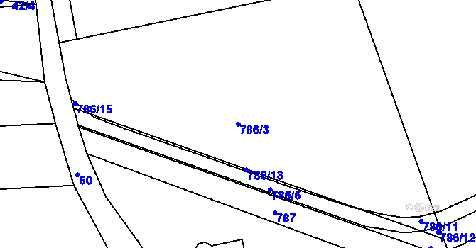 Parcela st. 786/3 v KÚ Milešovice, Katastrální mapa