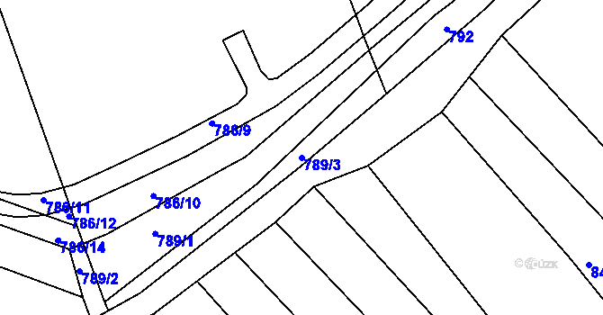 Parcela st. 789/3 v KÚ Milešovice, Katastrální mapa