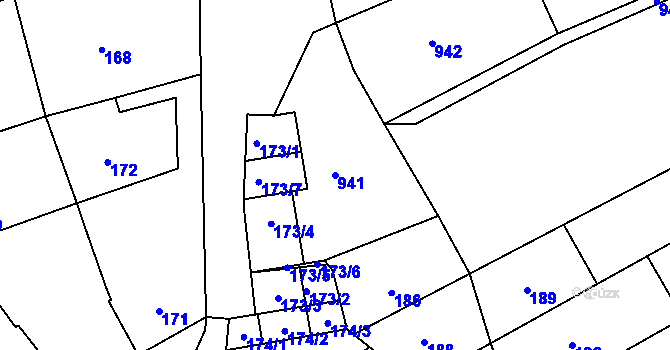 Parcela st. 941 v KÚ Milešovice, Katastrální mapa