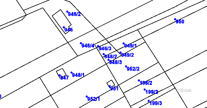 Parcela st. 948/2 v KÚ Milešovice, Katastrální mapa