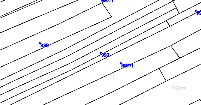 Parcela st. 992 v KÚ Milešovice, Katastrální mapa