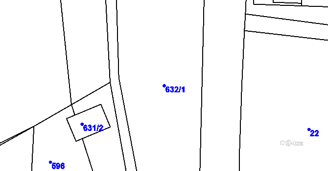 Parcela st. 632/1 v KÚ Milešovice, Katastrální mapa