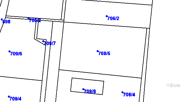Parcela st. 708/5 v KÚ Milešovice, Katastrální mapa