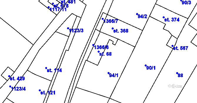 Parcela st. 68 v KÚ Miletín, Katastrální mapa