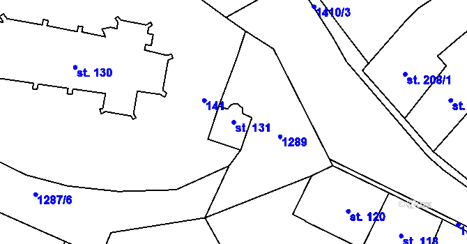 Parcela st. 131 v KÚ Miletín, Katastrální mapa
