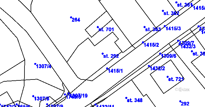 Parcela st. 292 v KÚ Miletín, Katastrální mapa
