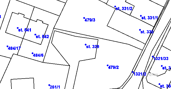 Parcela st. 329 v KÚ Miletín, Katastrální mapa