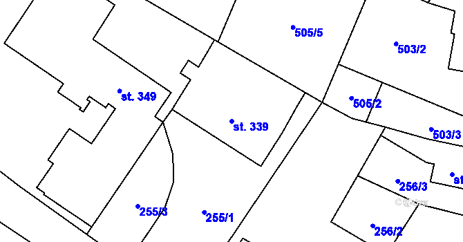 Parcela st. 339 v KÚ Miletín, Katastrální mapa