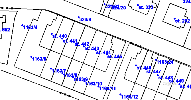 Parcela st. 444 v KÚ Miletín, Katastrální mapa