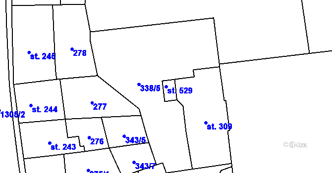 Parcela st. 529 v KÚ Miletín, Katastrální mapa