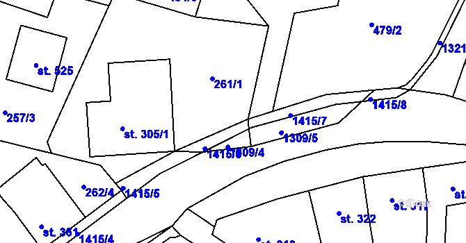 Parcela st. 261/2 v KÚ Miletín, Katastrální mapa