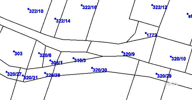 Parcela st. 320/46 v KÚ Miletín, Katastrální mapa