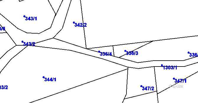 Parcela st. 336/4 v KÚ Miletín, Katastrální mapa