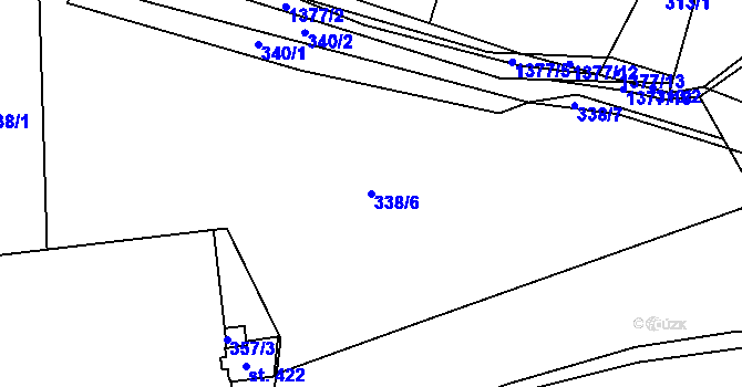 Parcela st. 338/6 v KÚ Miletín, Katastrální mapa